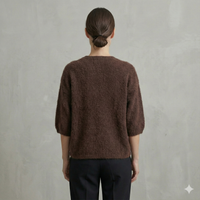 baby alpaca Mid-length sleeve Cardigan crew neck art.21287