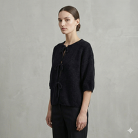 baby alpaca Mid-length sleeve Cardigan crew neck art.21287