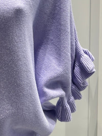 Spring/Summer Sweater, Short Sleeve, Petal-Shaped Sleeves, V-Neck, Casual art.sy8193