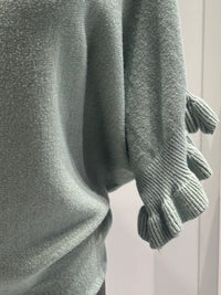 Spring/Summer Sweater, Short Sleeve, Petal-Shaped Sleeves, V-Neck, Casual art.sy8193