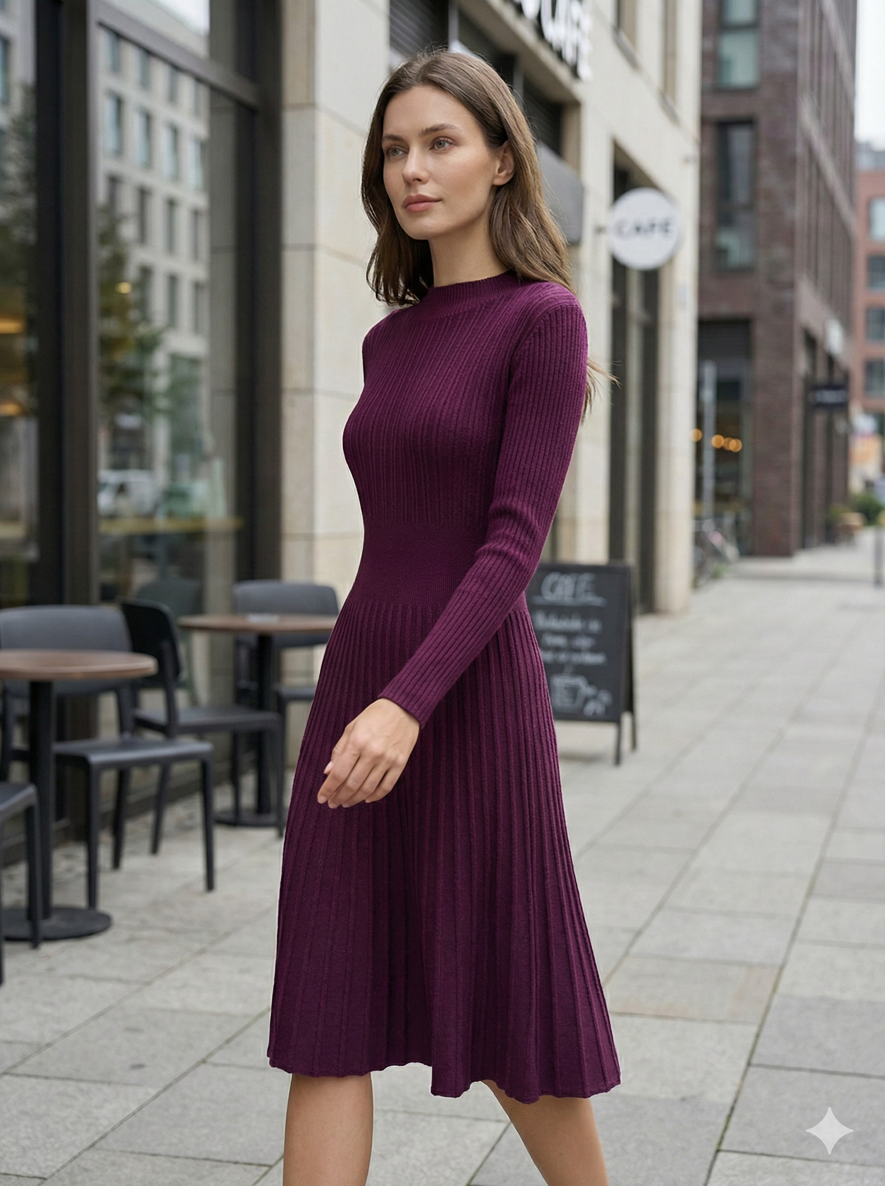 Long skirt sweater with fitted waist and long sleeves art.5201