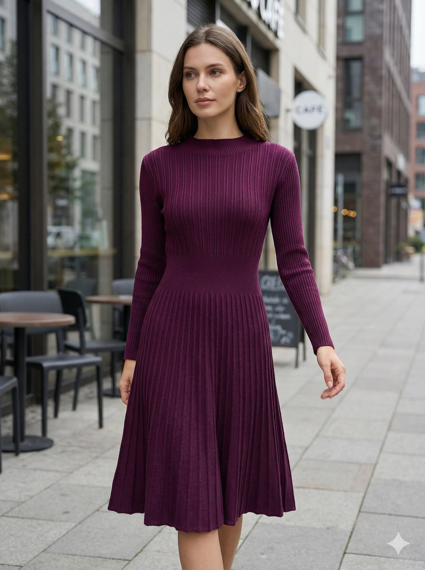 Long skirt sweater with fitted waist and long sleeves art.5201