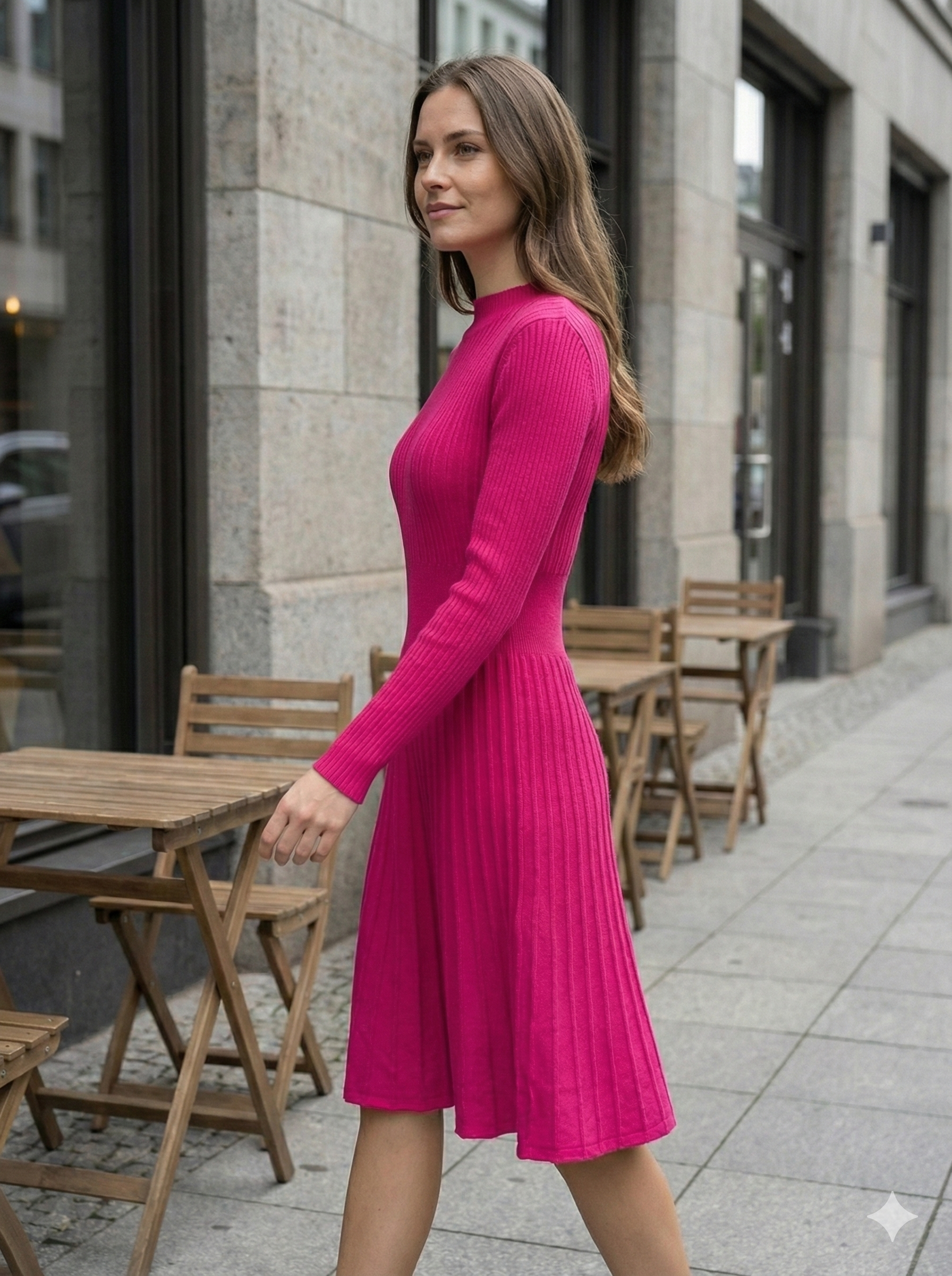 Long skirt sweater with fitted waist and long sleeves art.5201