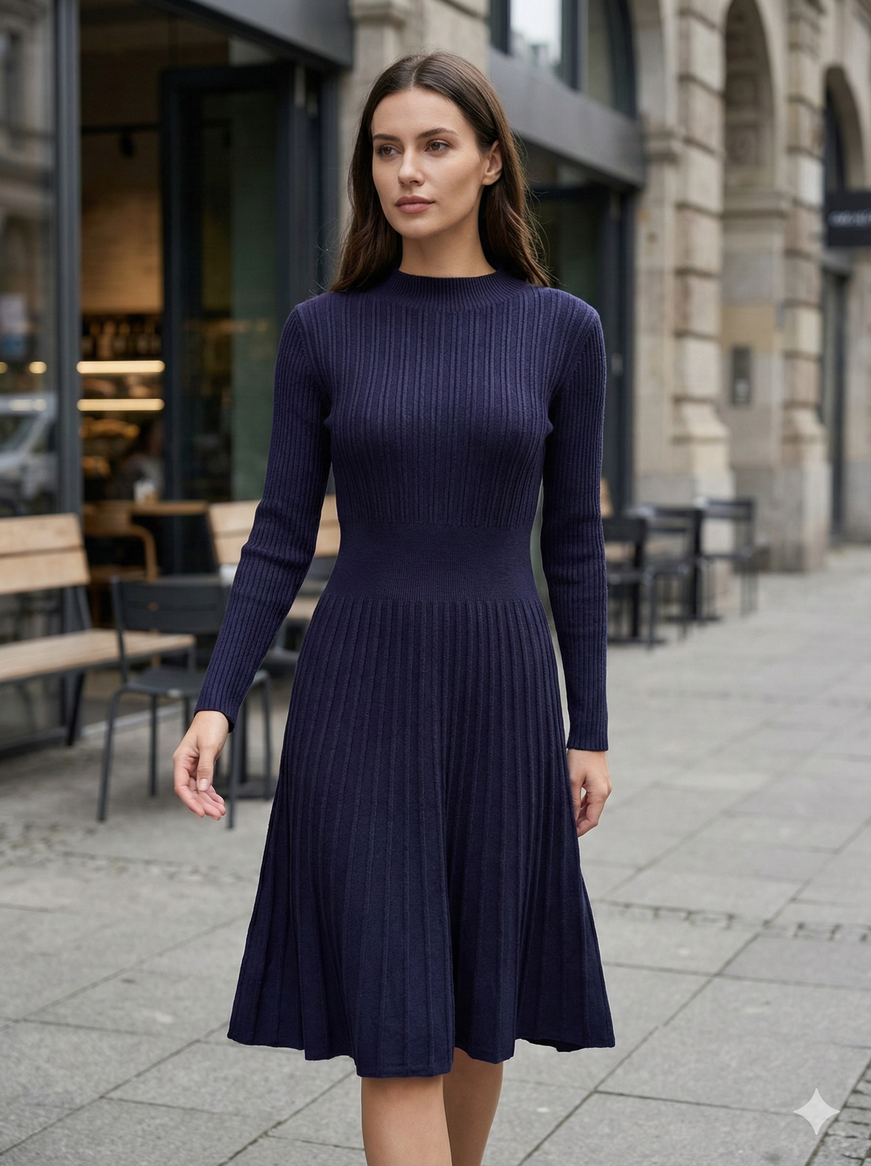 Long skirt sweater with fitted waist and long sleeves art.5201