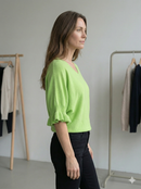 Spring/Summer Sweater, Short Sleeve, Petal-Shaped Sleeves, V-Neck, Casual art.sy8193