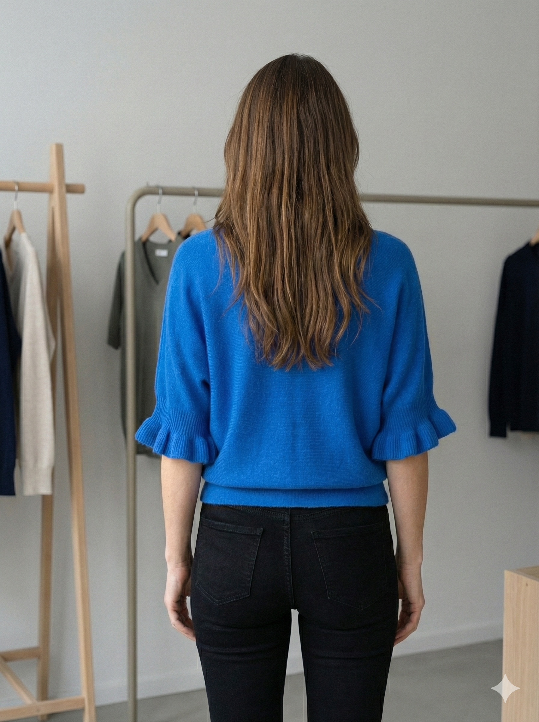 Spring/Summer Sweater, Short Sleeve, Petal-Shaped Sleeves, V-Neck, Casual art.sy8193