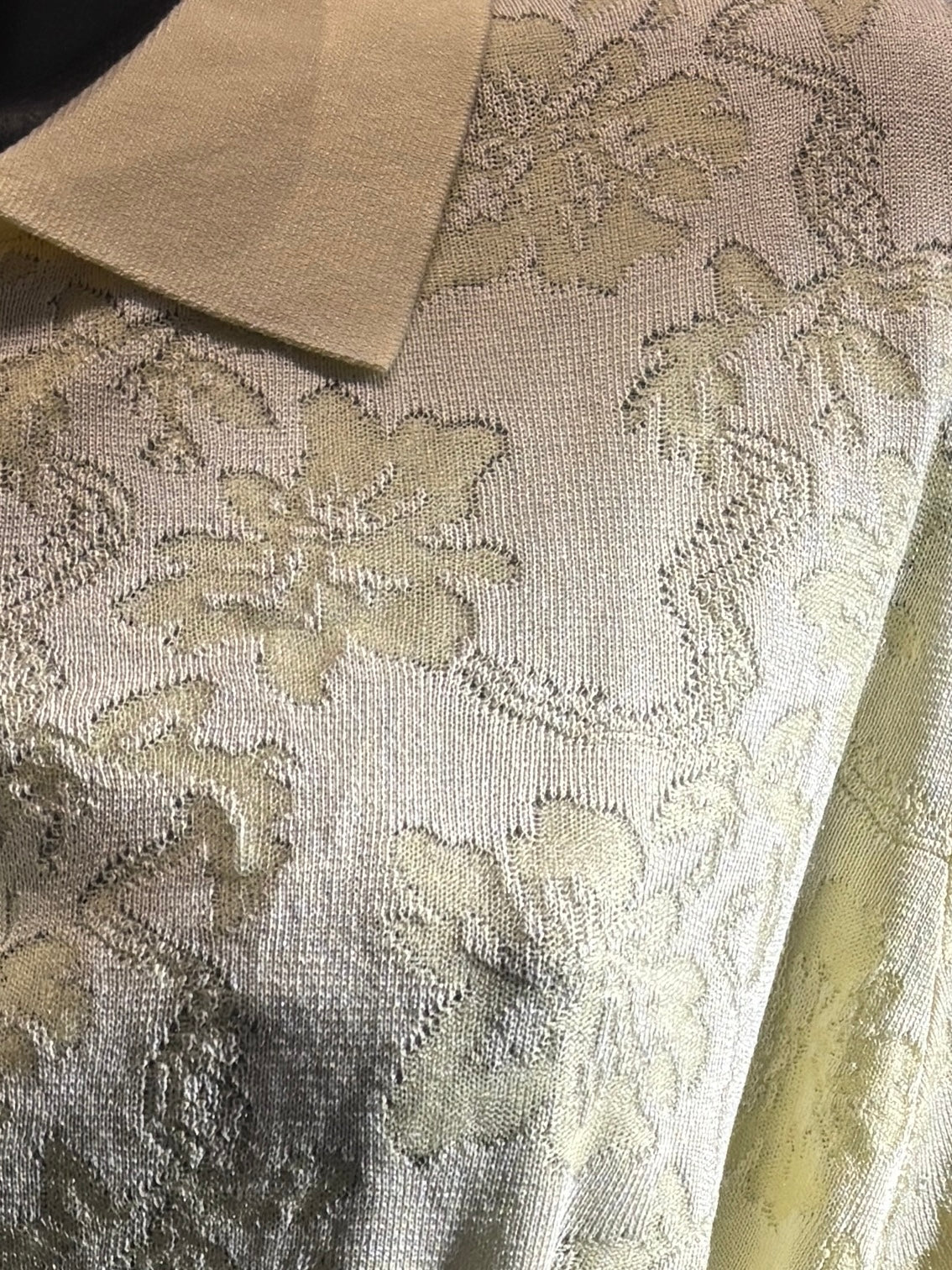 Spring/Summer Sweater, Jacquard, Polo Collar, Tie-Waist, Long, Button-Up Cardigan, art.6896