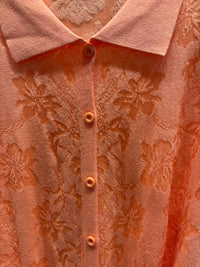 Spring/Summer Sweater, Jacquard, Polo Collar, Tie-Waist, Long, Button-Up Cardigan, art.6896