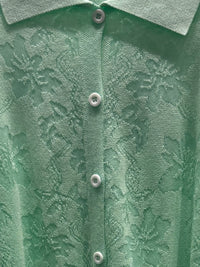 Spring/Summer Sweater, Jacquard, Polo Collar, Tie-Waist, Long, Button-Up Cardigan, art.6896