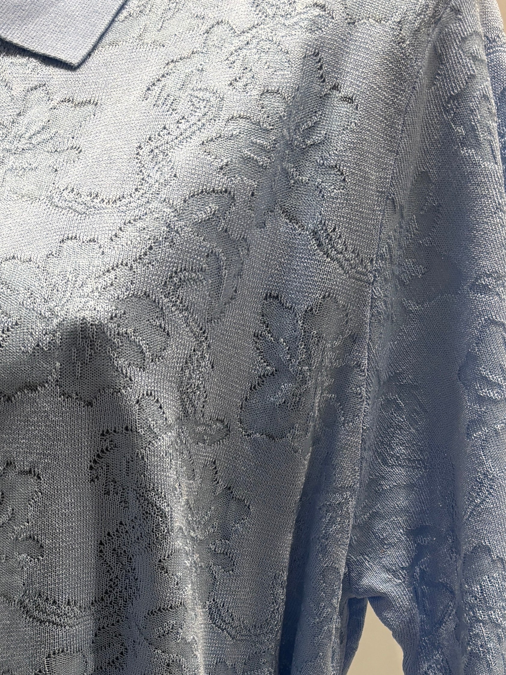 Spring/Summer Sweater, Jacquard, Polo Collar, Tie-Waist, Long, Button-Up Cardigan, art.6896