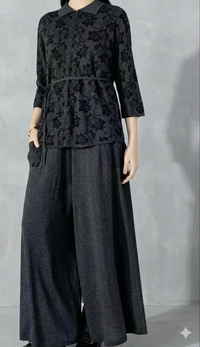 Spring/Summer Sweater, Jacquard, Polo Collar, Tie-Waist, Long, Button-Up Cardigan, art.6896