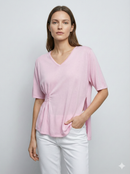 Short-sleeved,Pleats, single-sided slit, V-neck, casual. art.6906