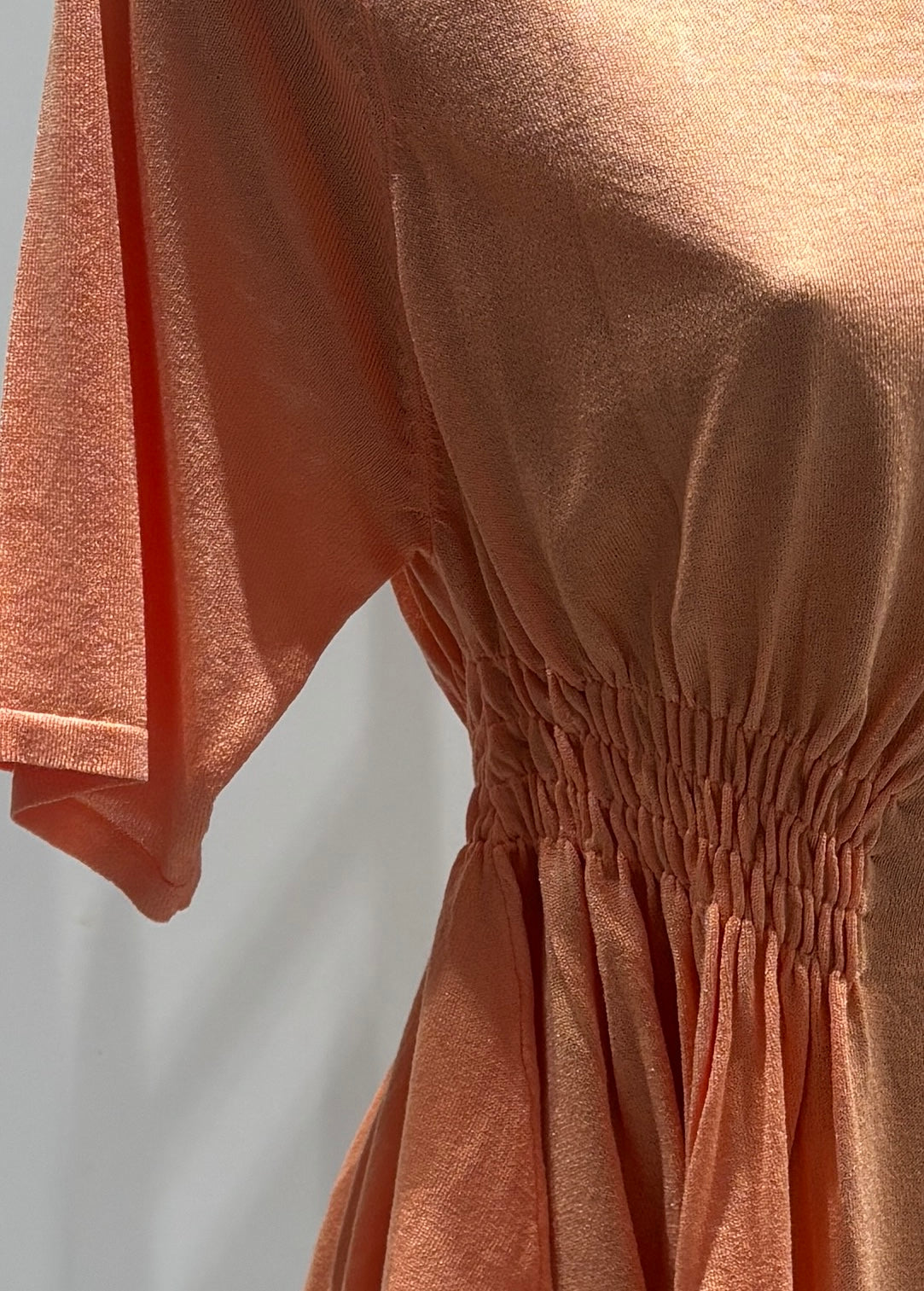 Short-sleeved,Pleats, single-sided slit, V-neck, casual. art.6906