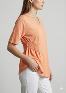 Short-sleeved,Pleats, single-sided slit, V-neck, casual. art.6906