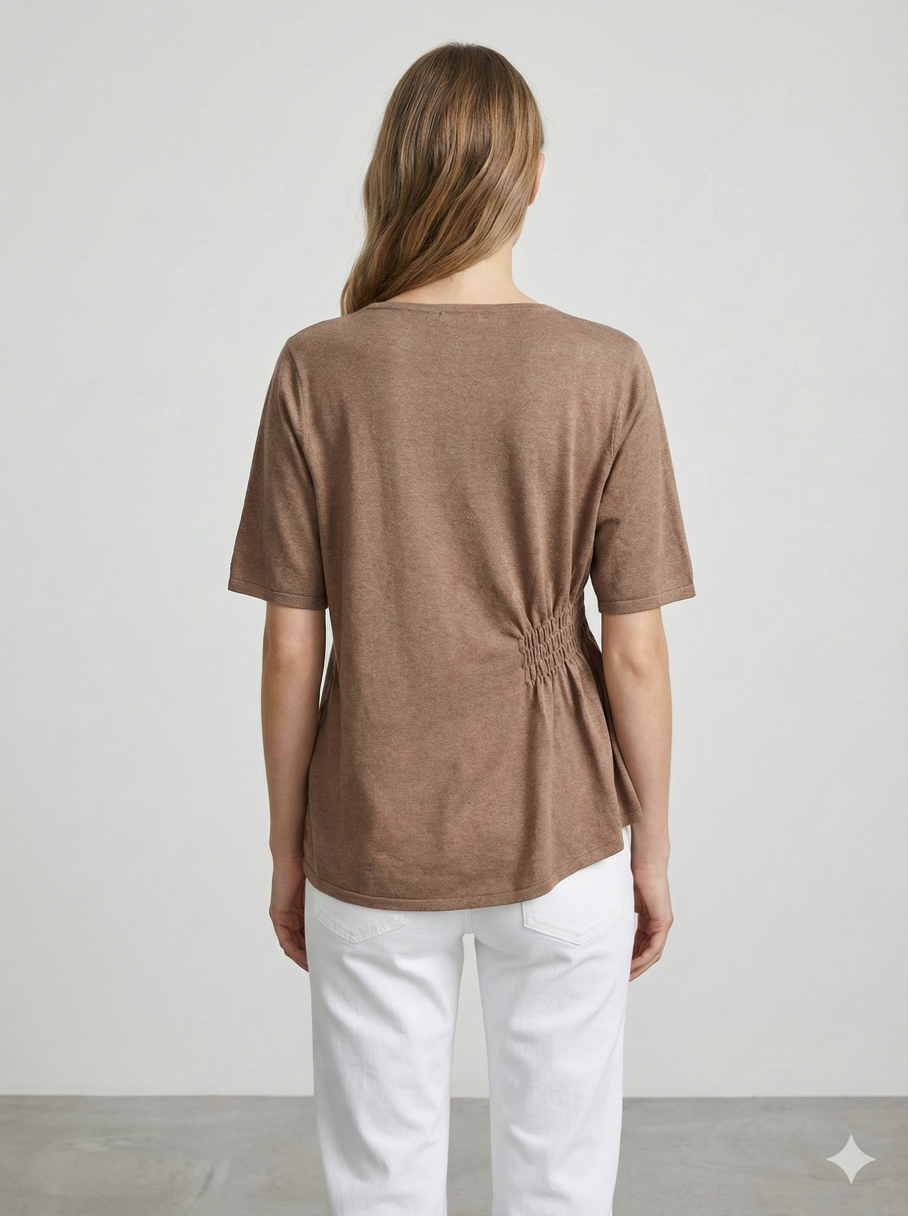 Short-sleeved,Pleats, single-sided slit, V-neck, casual. art.6906