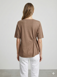 Short-sleeved,Pleats, single-sided slit, V-neck, casual. art.6906