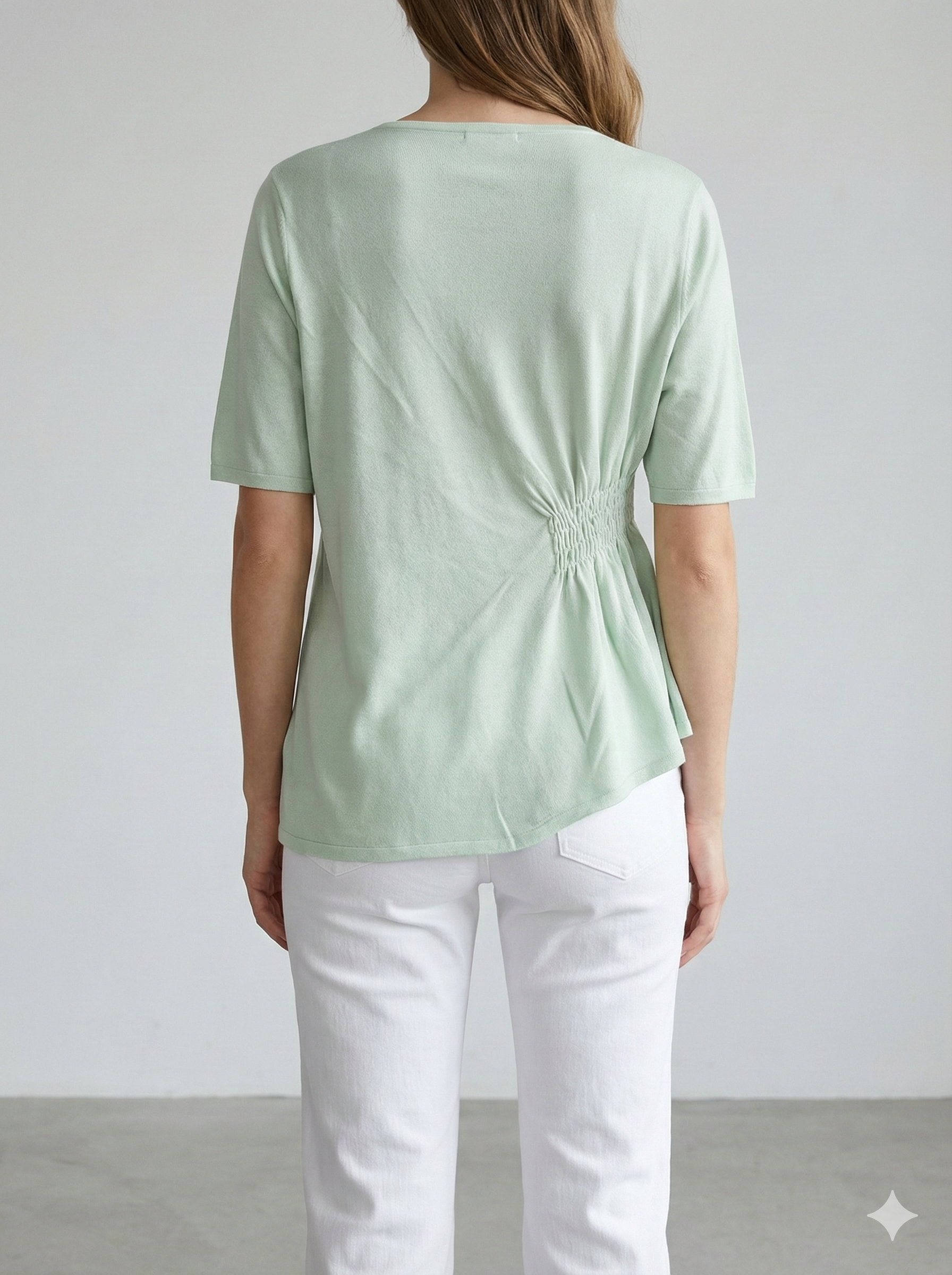 Short-sleeved,Pleats, single-sided slit, V-neck, casual. art.6906