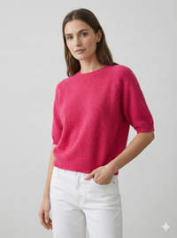 Like alpaca Short-sleeved crew neck Suitable for early spring art.8862