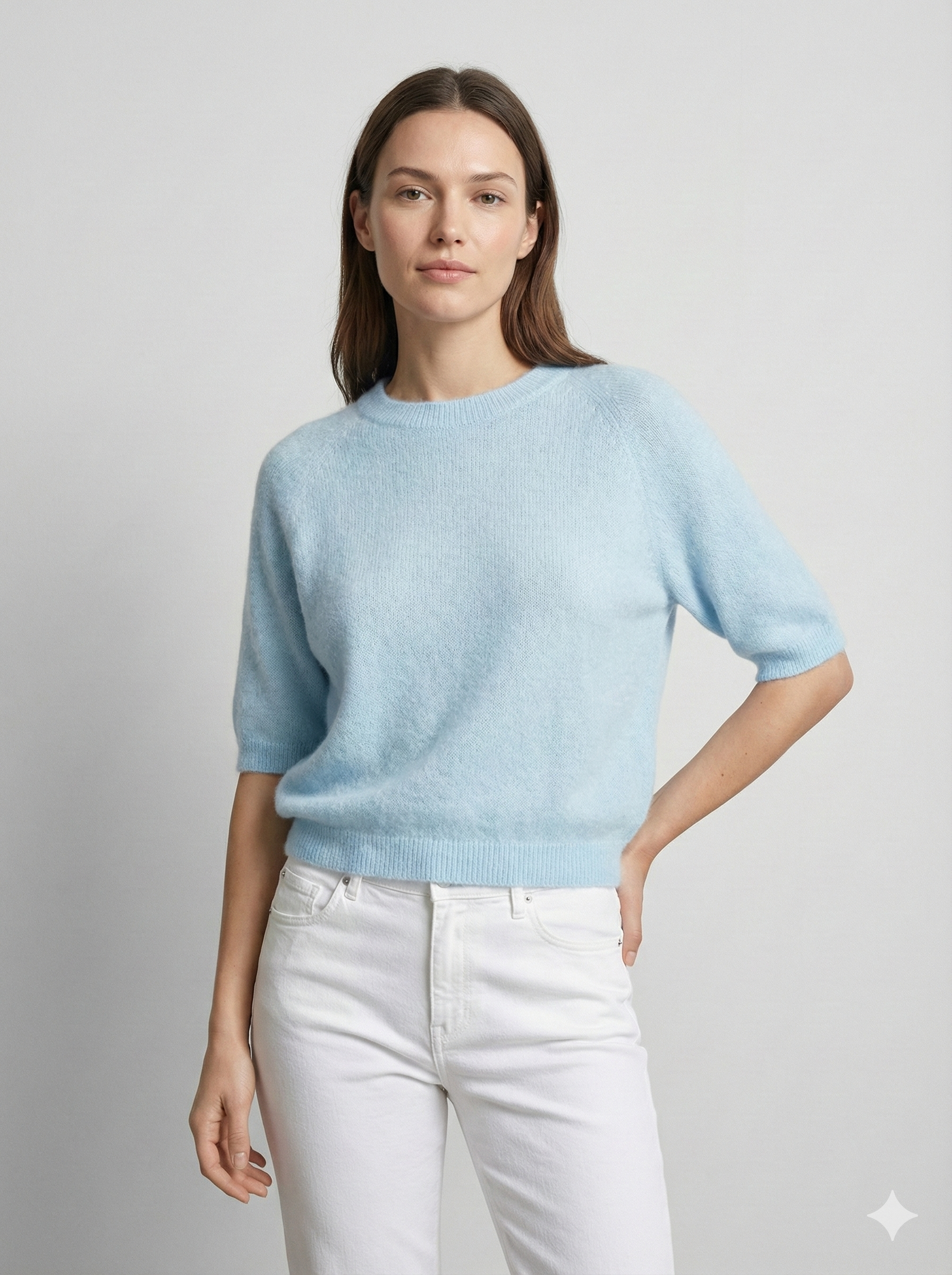 Like alpaca Short-sleeved crew neck Suitable for early spring art.8862