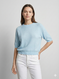 Like alpaca Short-sleeved crew neck Suitable for early spring art.8862