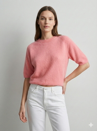 Like alpaca Short-sleeved crew neck Suitable for early spring art.8862