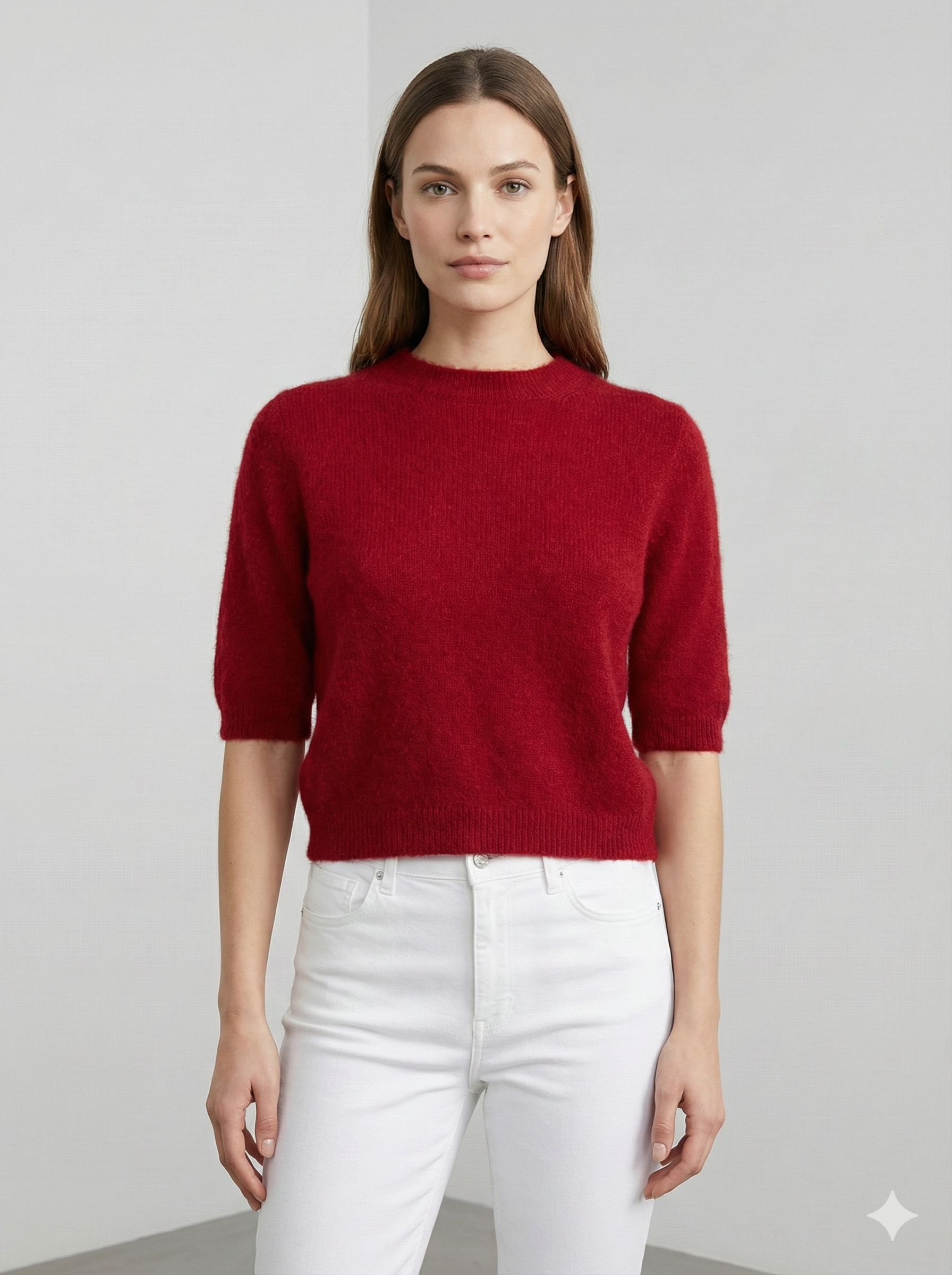 Like alpaca Short-sleeved crew neck Suitable for early spring art.8862