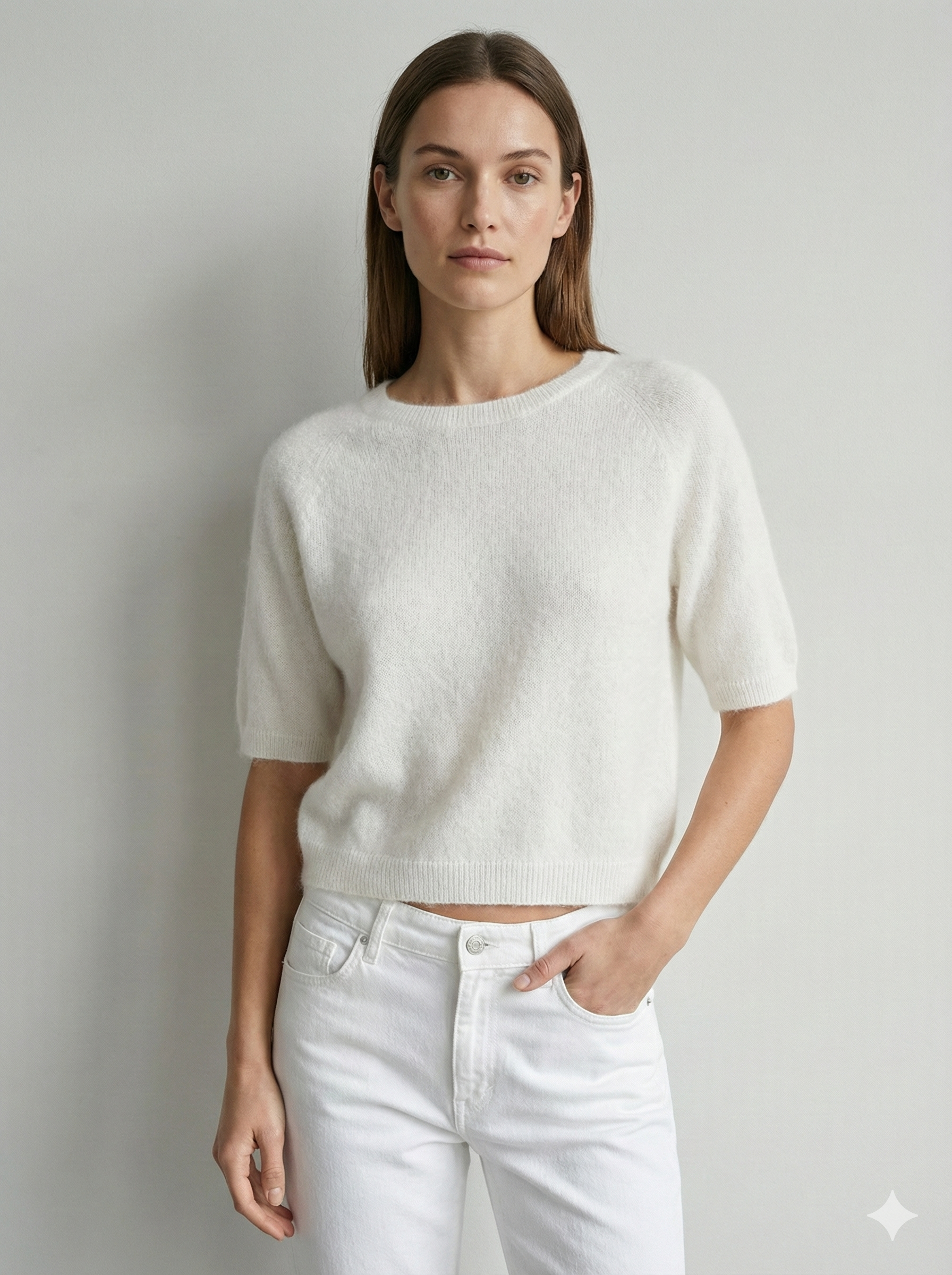 Like alpaca Short-sleeved crew neck Suitable for early spring art.8862