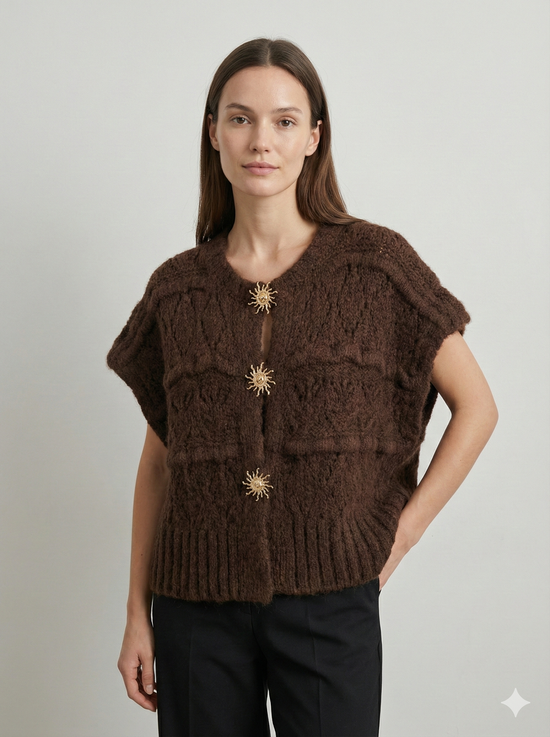 Sweater vest with metal buttons, sleeveless art.21611