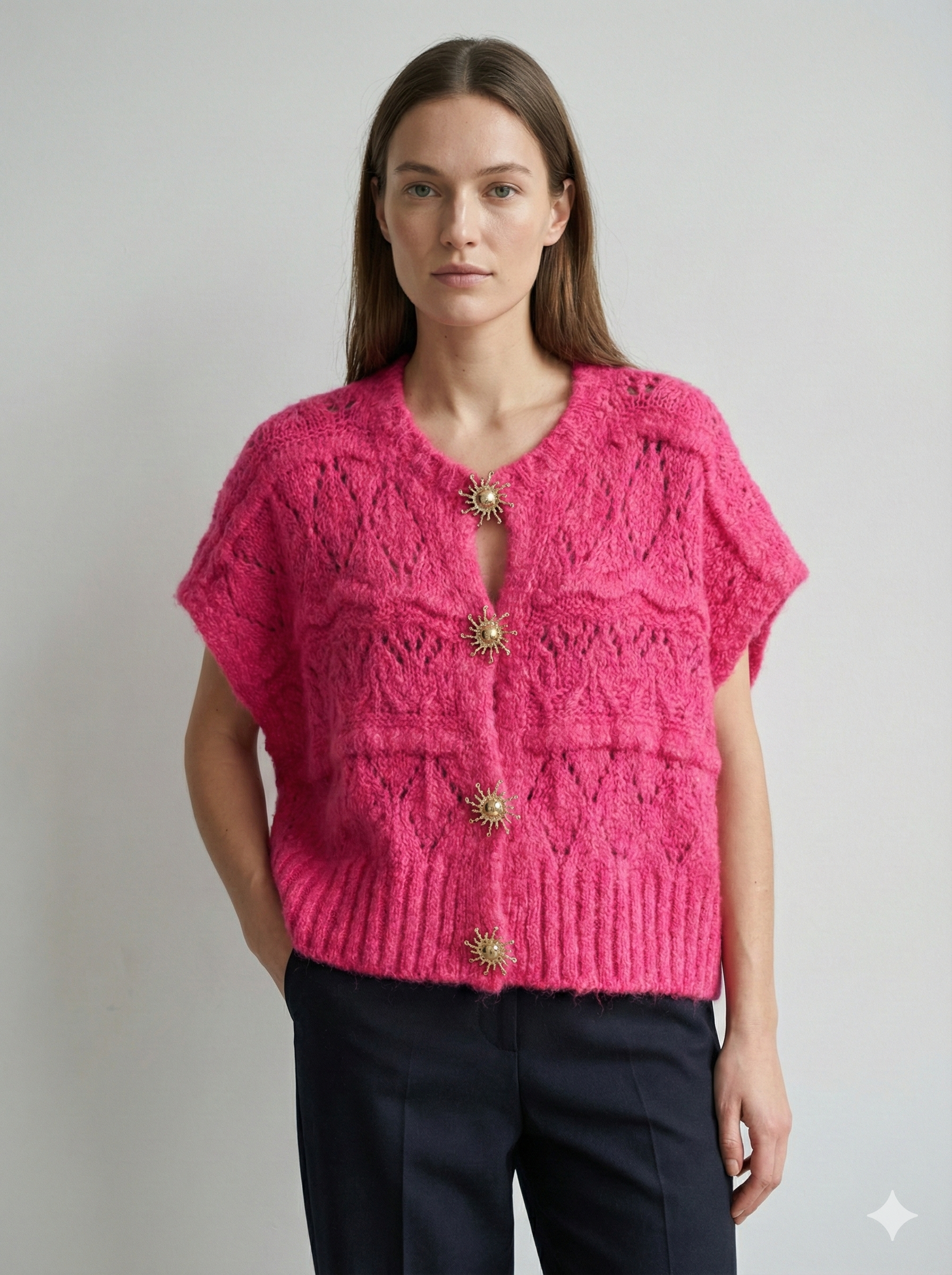 Sweater vest with metal buttons, sleeveless art.21611