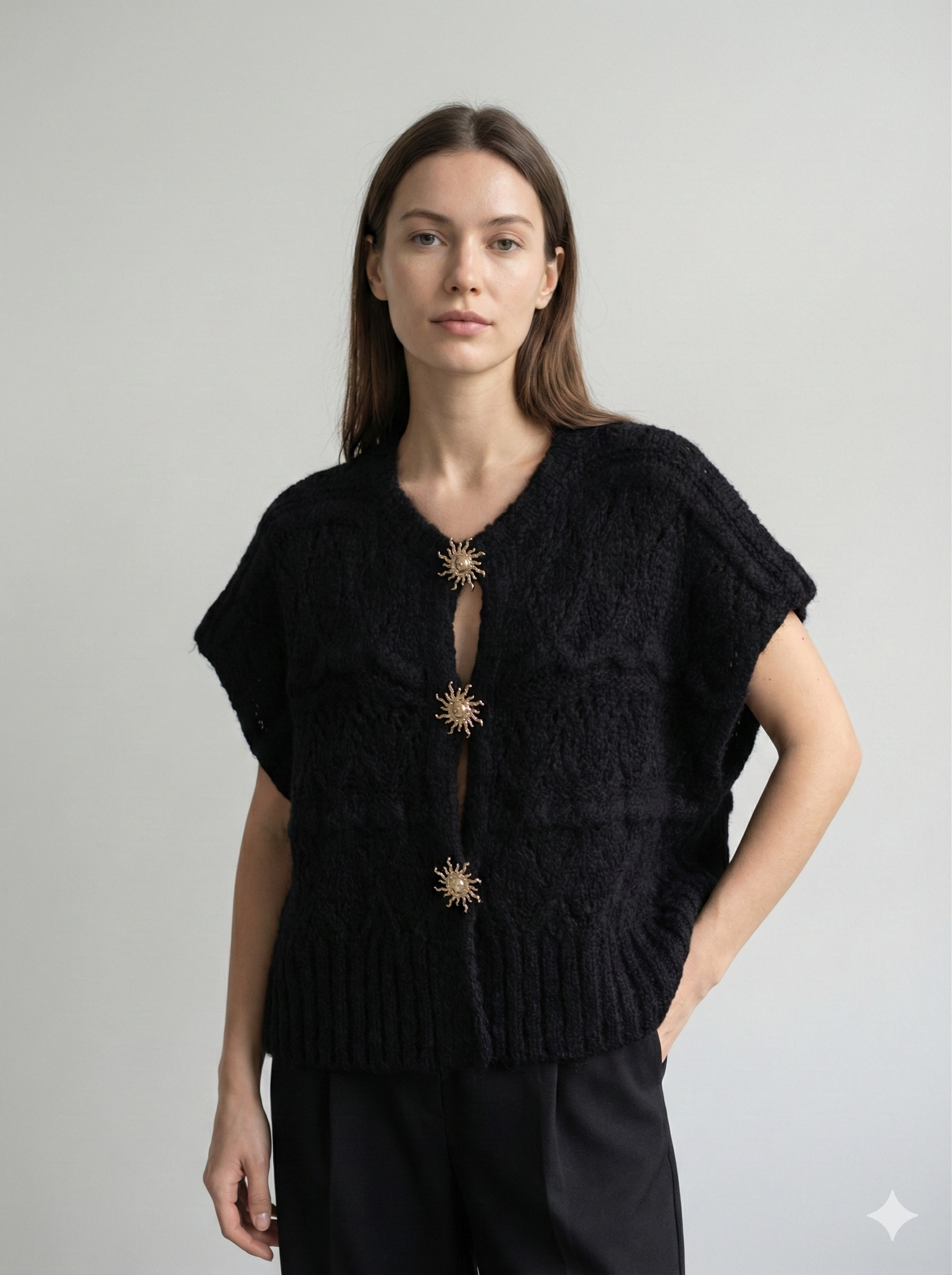 Sweater vest with metal buttons, sleeveless art.21611