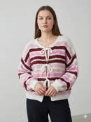 Crew neck, color-blocked, drawstring cardigan, casual sweater art. 21265