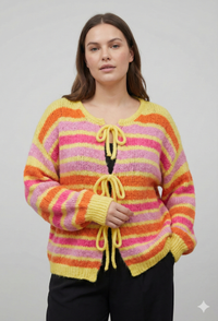 Crew neck, color-blocked, drawstring cardigan, casual sweater art. 21265