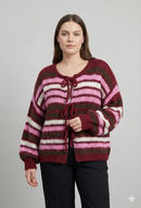 Crew neck, color-blocked, drawstring cardigan, casual sweater art. 21265