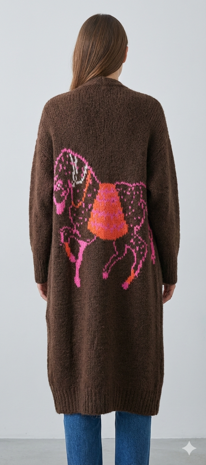 Horse. Jacquard pattern on the back. Sweater/Coat art. 21377