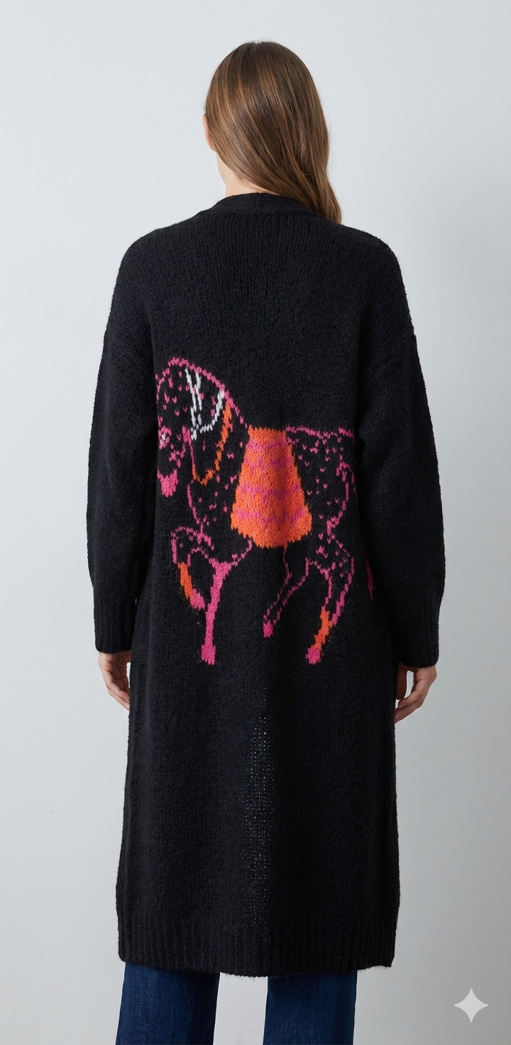 Horse. Jacquard pattern on the back. Sweater/Coat art. 21377