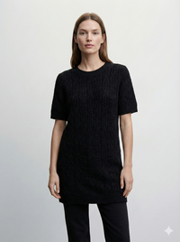 Like Alpaca style, short-sleeved long twisted rope sweater art  HZ907