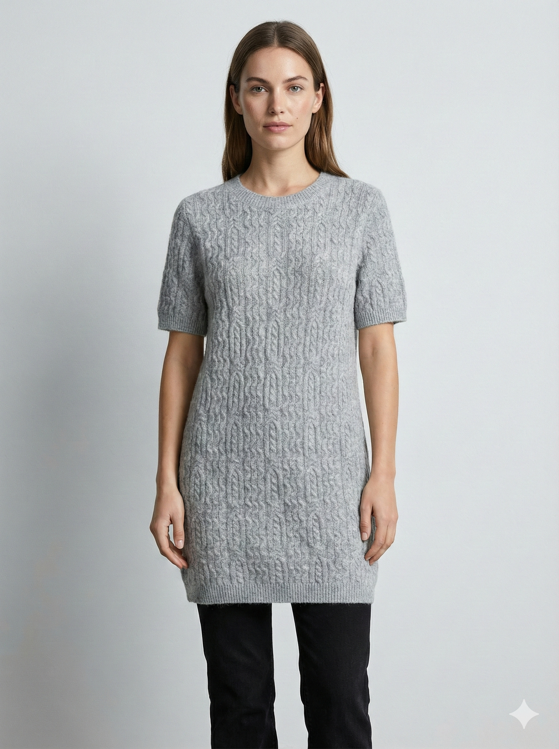 Like Alpaca style, short-sleeved long twisted rope sweater art  HZ907