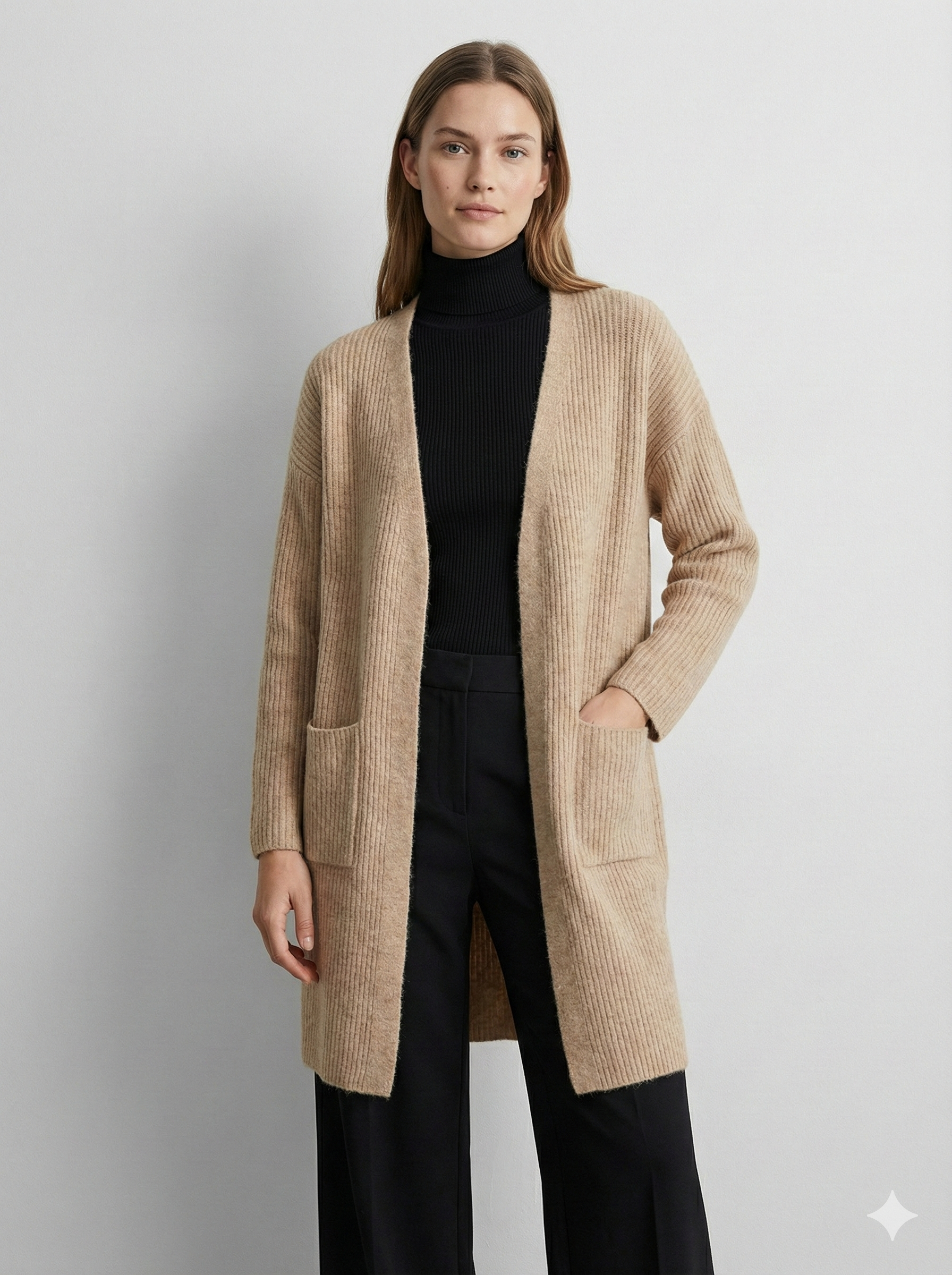 Long cardigan or knitted cardigan with pockets, highly elastic, perfect for early spring art na615