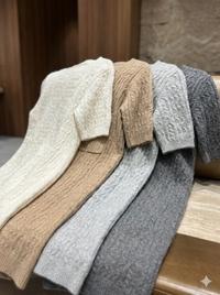 Like Alpaca style, short-sleeved long twisted rope sweater art  HZ907