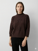 Mid-length sleeve jacquard floral pattern, turtleneck sweater art 5202