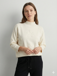 Mid-length sleeve jacquard floral pattern, turtleneck sweater art 5202