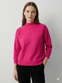 Mid-length sleeve jacquard floral pattern, turtleneck sweater art 5202