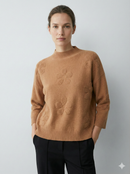 Mid-length sleeve jacquard floral pattern, turtleneck sweater art 5202