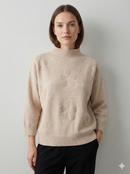 Mid-length sleeve jacquard floral pattern, turtleneck sweater art 5202