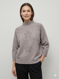 Mid-length sleeve jacquard floral pattern, turtleneck sweater art 5202