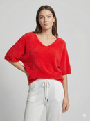 V-neck short-sleeved sweater with a comfortable, feather-like feel. art sy6020