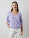 V-neck short-sleeved sweater with a comfortable, feather-like feel. art sy6020