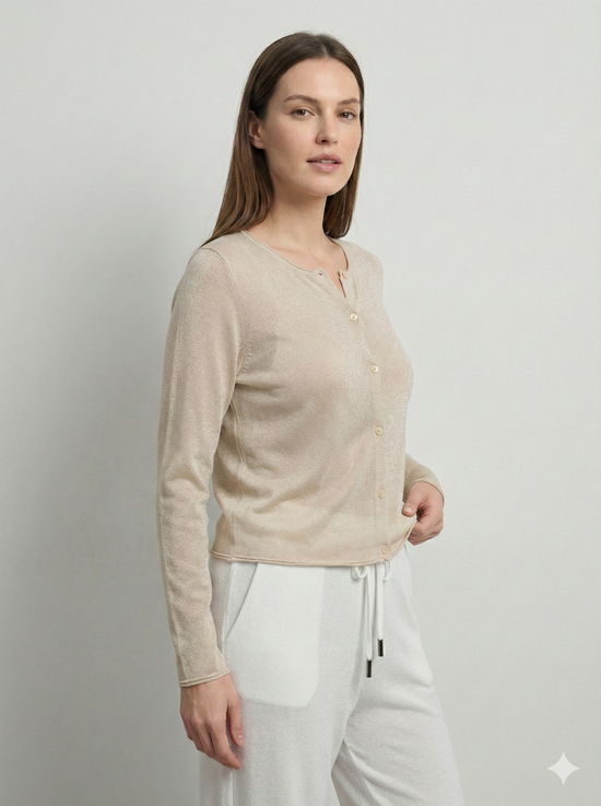 Lyocell Blend Crew-neck cardigan 32189