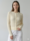 Viscose fiber knitted crewneck cardigan with high elasticity and stretch. 92092