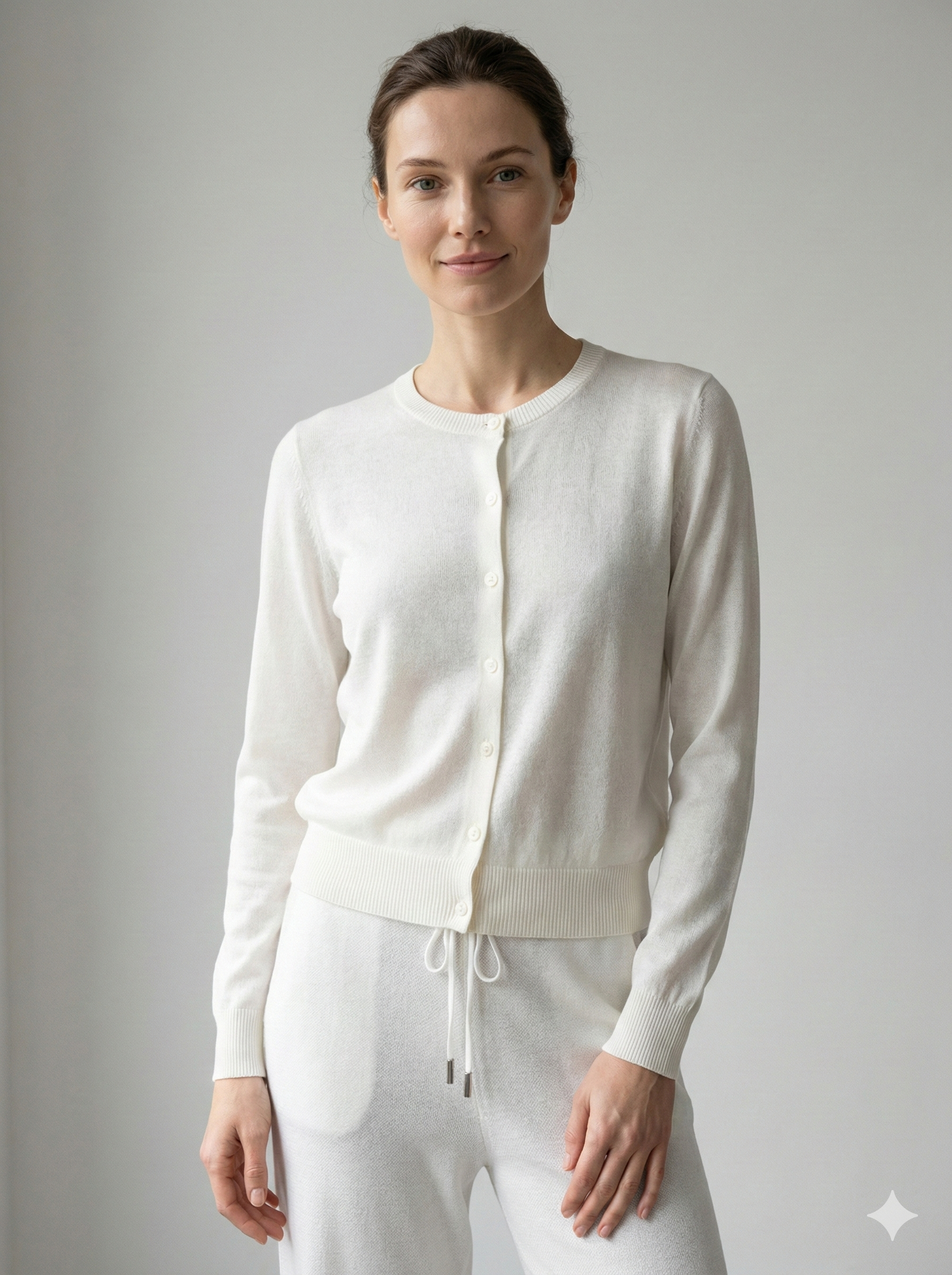 Lyocell linen V-neck cardigan sweater 92312